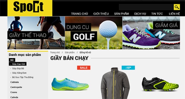 Thiết kế web thể thao 